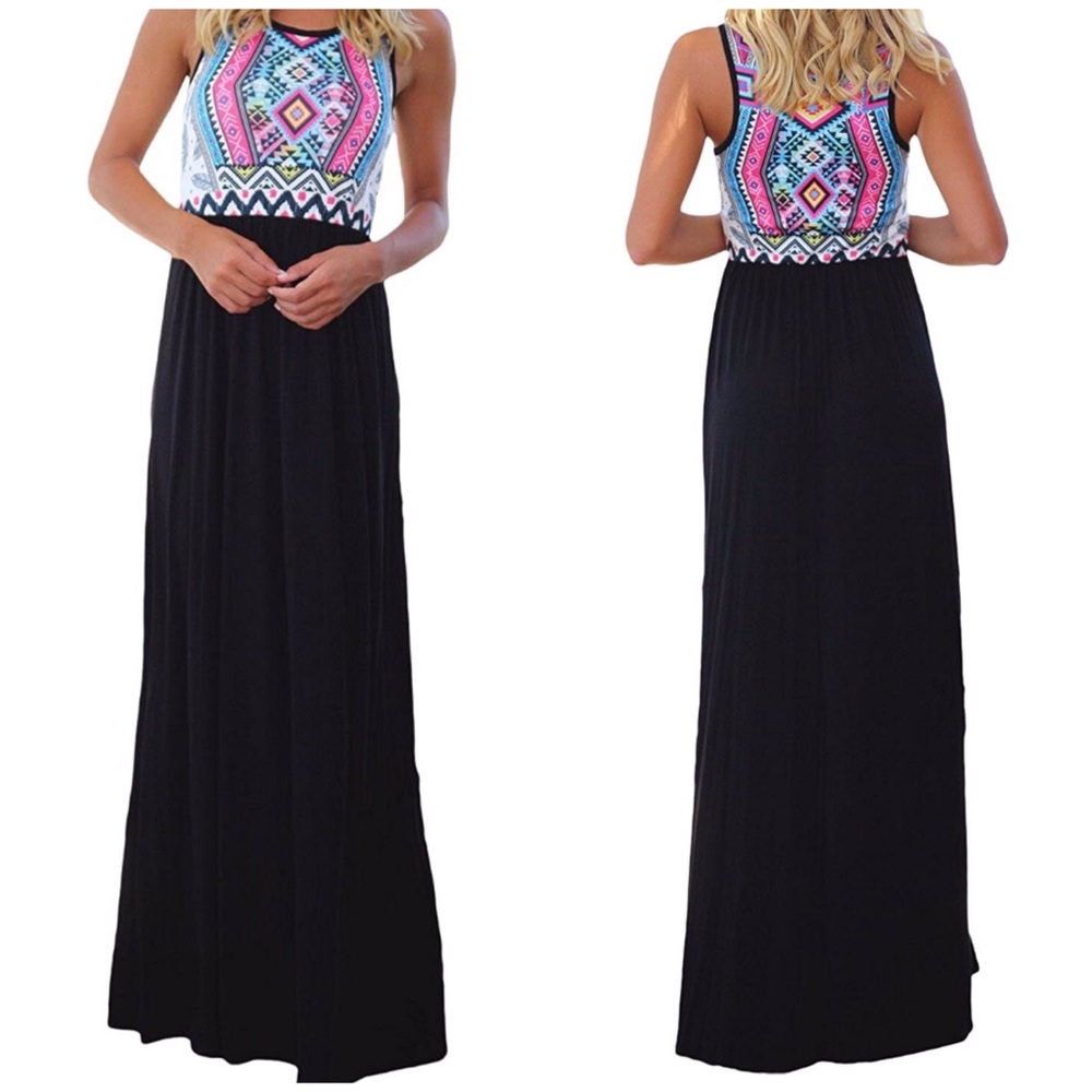 Long Maxi Tribal Print Dress